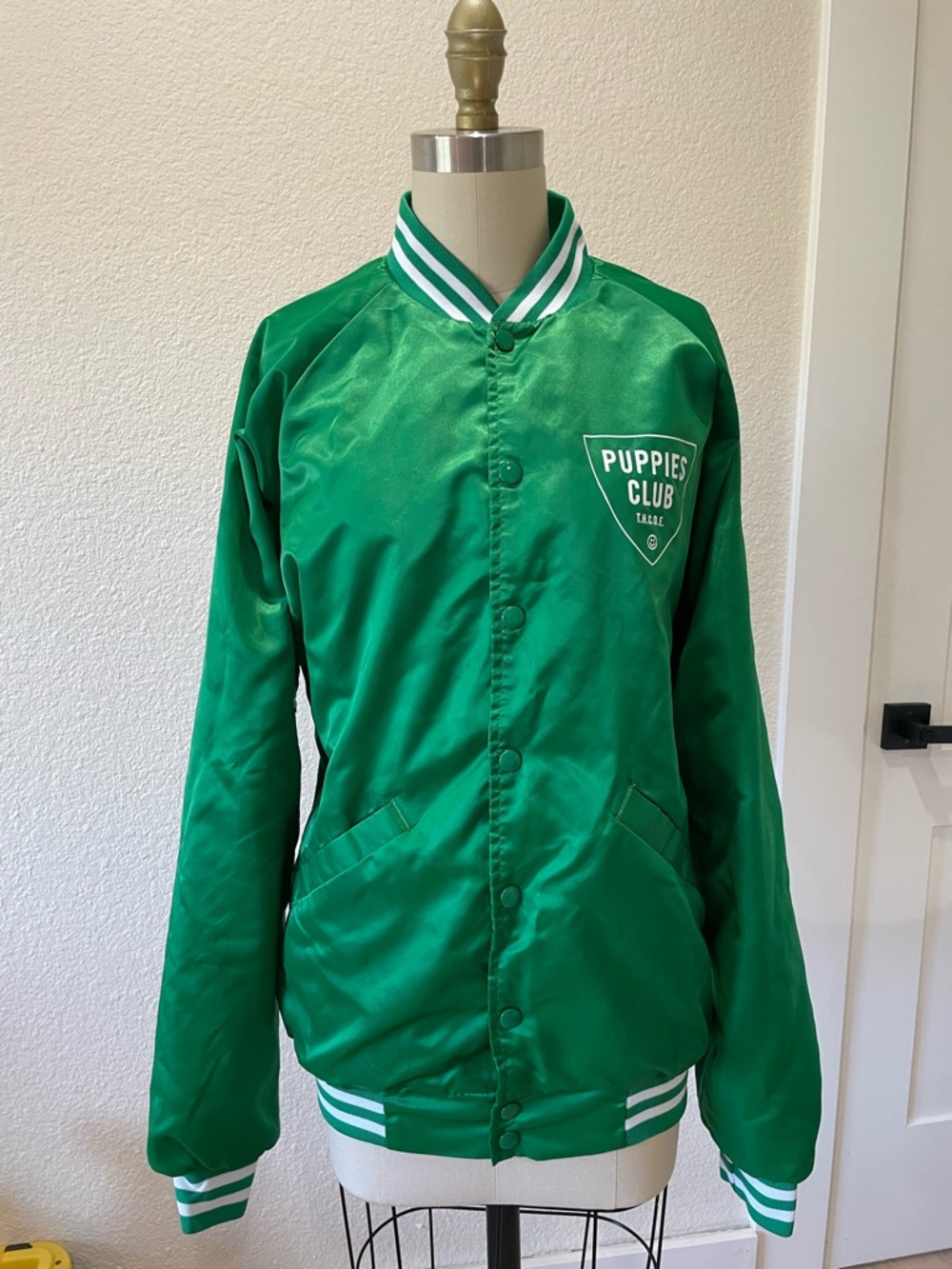 Puppies Club Green Satin Varsity Jacket